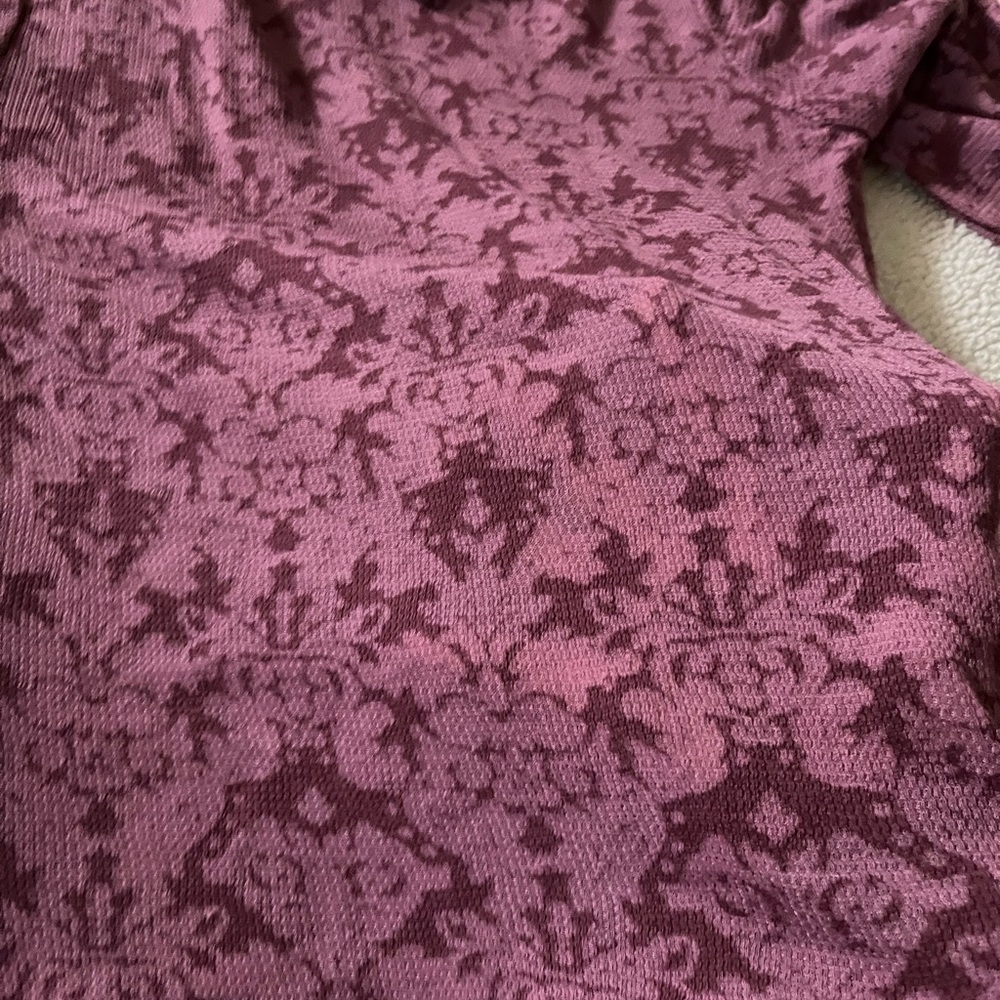 Intimately by Free People Mock Neck Damask Burnout Top, Berry/Plum, Size Small - Picture 7 of 8